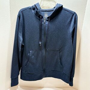 Quince Flowknit Full Zip Hoodie Heathered Navy Women’s Size M Athleisure Cozy